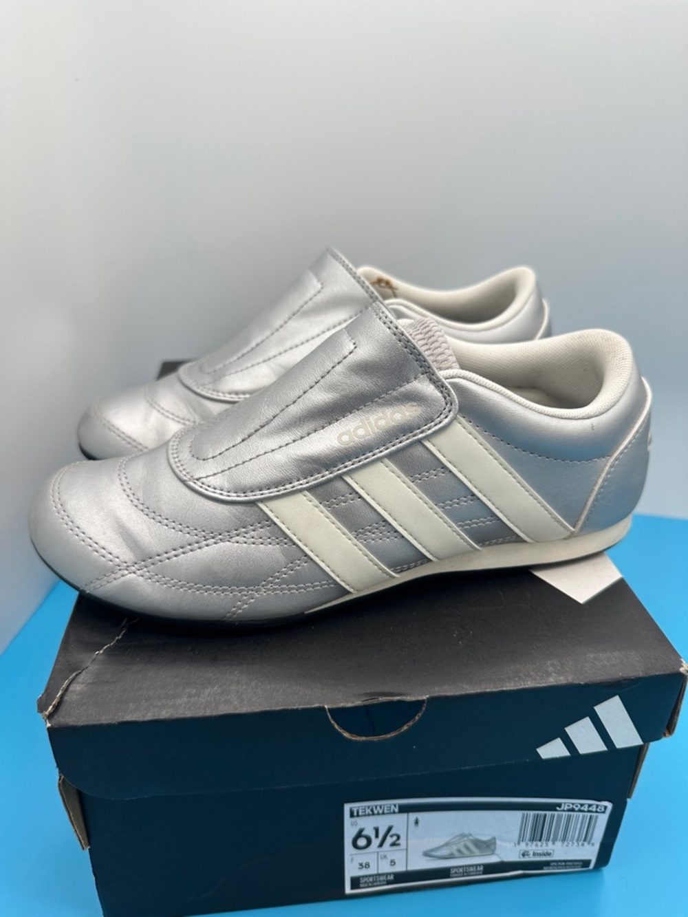 Adidas  TEKWEN Women’s size 6.5 
Silver Slip-On Sneakers. Like New in box